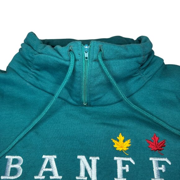 Vintage Banff Canada Sweatshirt Embroidered Ruched Mock Neck Super Shirt Large - Picture 3 of 12